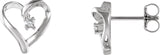 14K Gold Round Natural Diamond Heart Earrings - White Gold