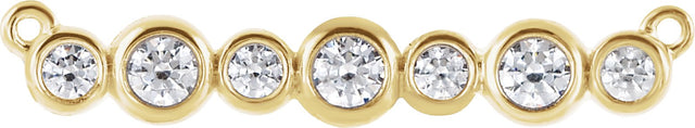 14K Gold Round Natural Diamond Bezel-Set Bar Necklace – 1/5 CTW - Yellow Gold
