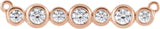 14K Gold Round Natural Diamond Bezel-Set Bar Necklace – 1/5 CTW - Rose Gold