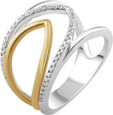 14K Gold Round Natural Diamond Negative Space Ring VI