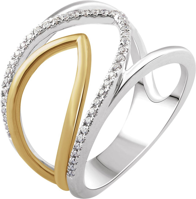 14K Gold Round Natural Diamond Negative Space Ring VI