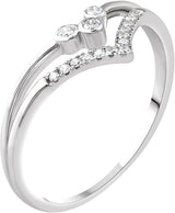 14K Gold Round Natural Diamond Negative Space V Ring