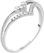 14K Gold Round Natural Diamond Negative Space V Ring