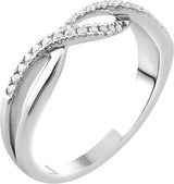 14K Gold Round Natural Diamond Accented Criss-Cross Ring VI