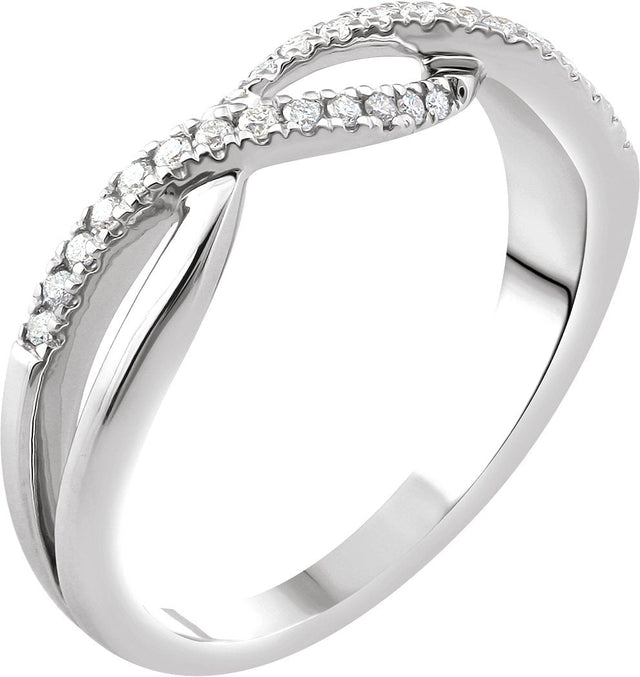 14K Gold Round Natural Diamond Accented Criss-Cross Ring VI