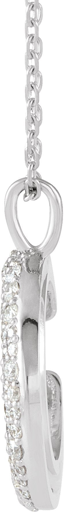 Platinum Round Natural Diamond Accented Crescent Moon Necklace or Pendant - view 2