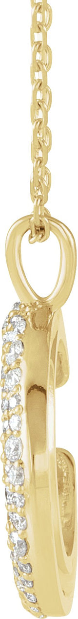14K Gold Round Natural Diamond Accented Crescent Moon Necklace or Pendant - Yellow Gold - view 2