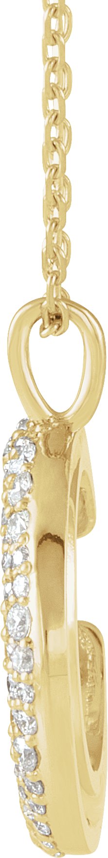 14K Gold Round Natural Diamond Accented Crescent Moon Necklace or Pendant - Yellow Gold - view 2