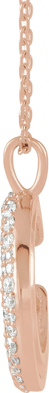 14K Gold Round Natural Diamond Accented Crescent Moon Necklace or Pendant - Rose Gold - view 2