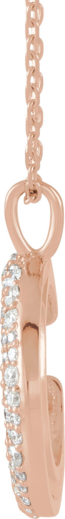 14K Gold Round Natural Diamond Accented Crescent Moon Necklace or Pendant - Rose Gold - view 2