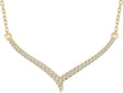 14K Gold Round Natural Diamond Accented V Necklace II - Yellow Gold