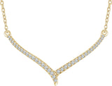 14K Gold Round Natural Diamond Accented V Necklace II - Yellow Gold