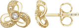 14K Gold Round Natural Diamond Knot Earrings - Yellow Gold