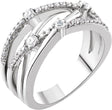 14K Gold Round Natural Diamond Accented Criss-Cross Ring IV