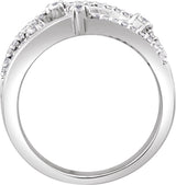 14K Gold Round Natural Diamond Accented Criss-Cross Ring IV - view 2