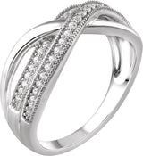 14K Gold Round Natural Diamond Criss-Cross Ring XIII