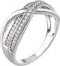 14K Gold Round Natural Diamond Criss-Cross Ring XIII