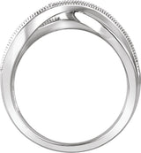 14K Gold Round Natural Diamond Criss-Cross Ring XIII - view 2