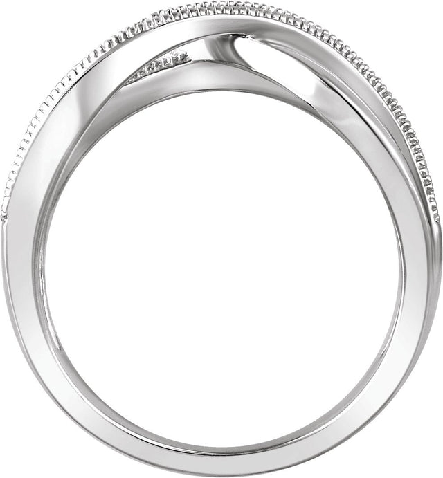 14K Gold Round Natural Diamond Criss-Cross Ring XIII - view 2