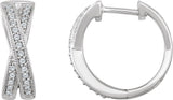 14K Gold Round Natural Diamond Criss-Cross Hoop Earrings