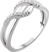 14K Gold Round Natural Diamond Criss-Cross Ring XVI