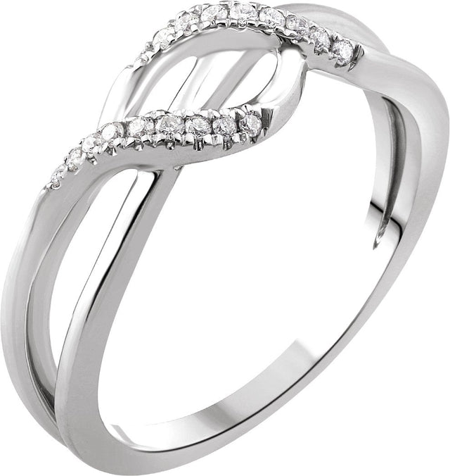 14K Gold Round Natural Diamond Criss-Cross Ring XVI