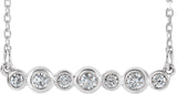 Platinum Round Natural Diamond Bezel-Set Bar Necklace – 1/5 CTW