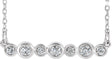 14K Gold Round Natural Diamond Bezel-Set Bar Necklace – 1/5 CTW - White Gold