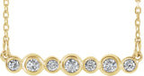 14K Gold Round Natural Diamond Bezel-Set Bar Necklace – 1/5 CTW - Yellow Gold
