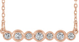 14K Gold Round Natural Diamond Bezel-Set Bar Necklace – 1/5 CTW - Rose Gold