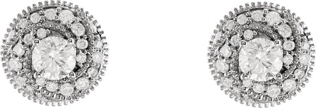 14K Gold Natural Diamond Round Halo-Style Earrings - view 2