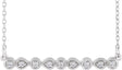 14K Gold Round Natural Diamond Accented Milgrain Bar Necklace - White Gold