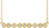 14K Gold Round Natural Diamond Accented Milgrain Bar Necklace - Yellow Gold