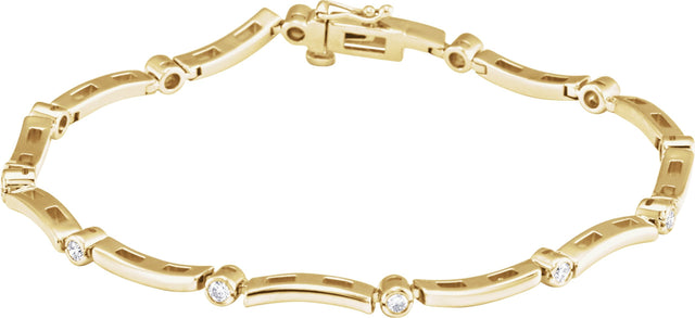 14K Gold Round Natural Diamond Line Bracelet XIV - Yellow Gold