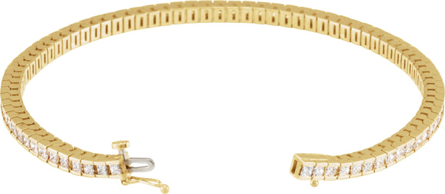 14K Gold Square Natural Diamond Line Bracelet – 2x2mm - Yellow Gold - view 2