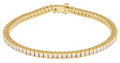 14K Gold Square Natural Diamond Line Bracelet – 2x2mm - Yellow Gold