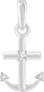 14K Gold Round Natural Diamond Anchor Pendant
