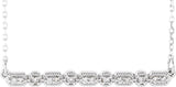 14K Gold Round Natural Diamond Accented Bar Necklace – 1/10 CTW - White Gold