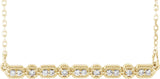 14K Gold Round Natural Diamond Accented Bar Necklace – 1/10 CTW - Yellow Gold