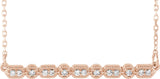 14K Gold Round Natural Diamond Accented Bar Necklace – 1/10 CTW - Rose Gold
