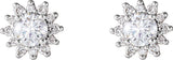 Platinum Natural Diamond Round 4-Prong Halo-Style Stud Earrings - view 2