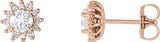 14K Gold Natural Diamond Round 4-Prong Halo-Style Stud Earrings - Rose Gold
