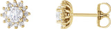 14K Gold Natural Diamond Round 4-Prong Halo-Style Stud Earrings - Yellow Gold