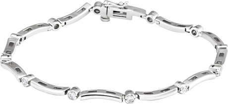 14K Gold Round Natural Diamond Line Bracelet XIV - White Gold