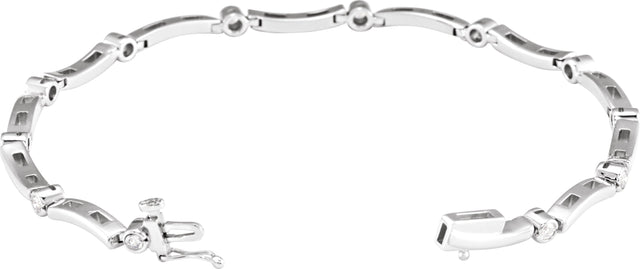 14K Gold Round Natural Diamond Line Bracelet XIV - White Gold - view 2