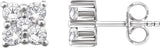 14K Gold Round Natural Diamond Cluster Earrings – 2.4mm Stones