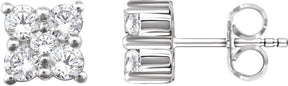 14K Gold Round Natural Diamond Cluster Earrings – 2.4mm Stones