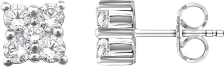14K Gold Round Natural Diamond Cluster Earrings – 2.4mm Stones