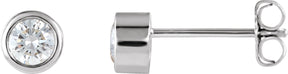 Platinum Natural Diamond Round Bezel-Set Stud Earrings