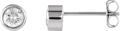 Platinum Natural Diamond Round Bezel-Set Stud Earrings